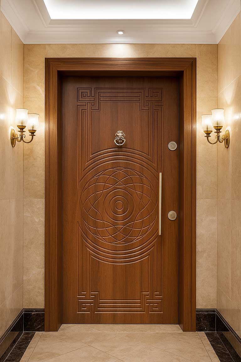 ahsap-celik-kapi ahşap görünümlü çelik kapı modeli